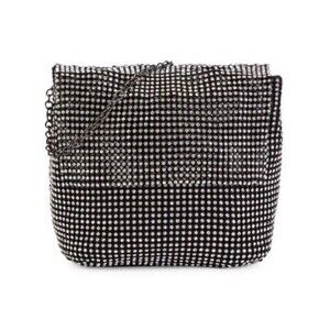 Le Regale Bag Evening Purse Long Shoulder Strap Crystal‎ Rhinestone Mesh Black